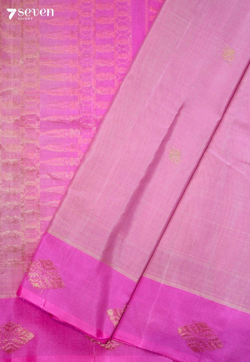 Yavetha Signature Seven Handloom Pink Bangalore Pure Silk Cotton Saree