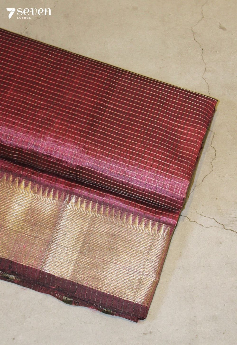 Aabhrini Mangalagiri Handloom Pink Silk Cotton Checked Saree