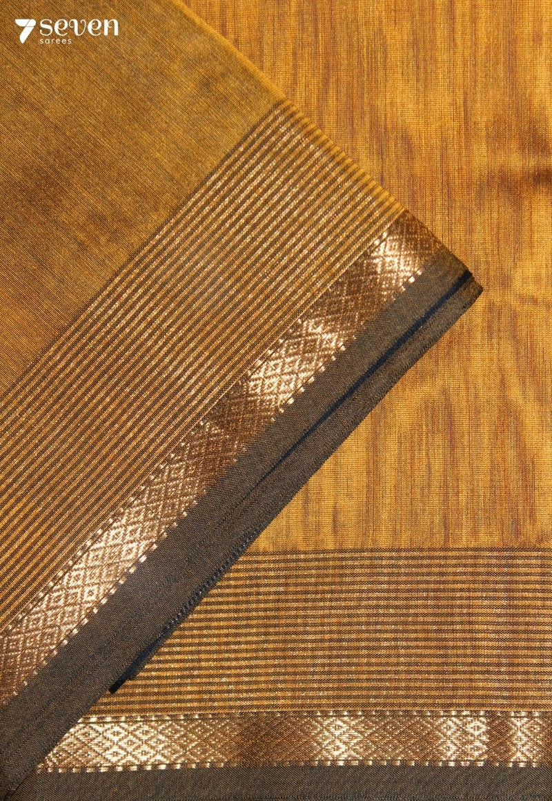 Dhevani Maheshwari Handloom Mustard Silk Cotton Saree