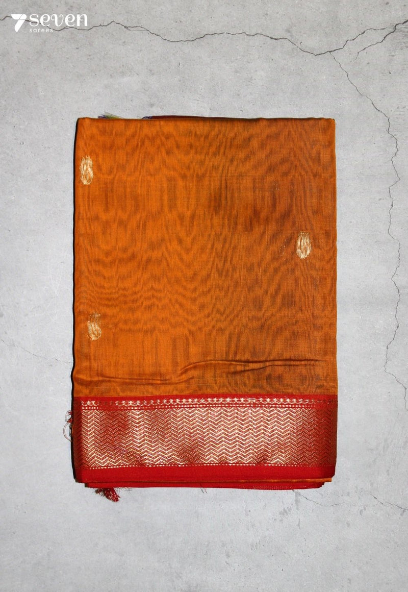 Tamvira Maheshwari Handloom Mustard Silk Cotton Saree