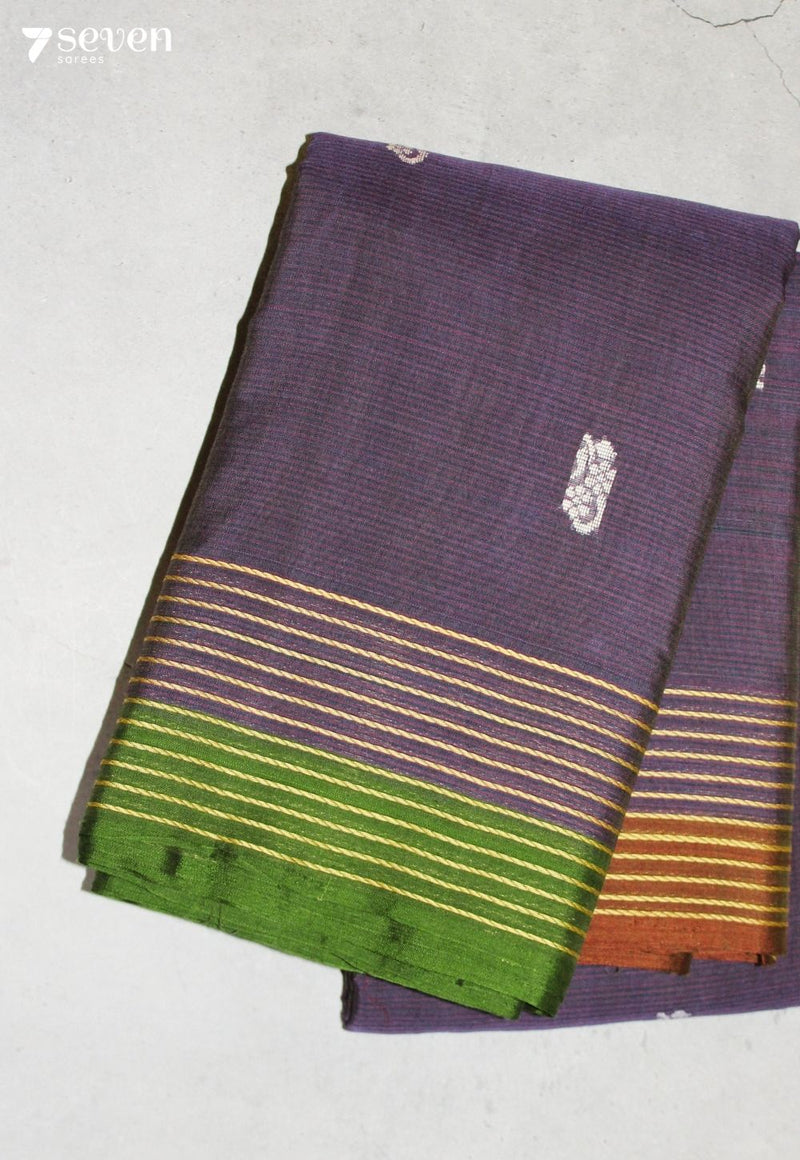 Ilanvesha Signature Seven Handloom Purple Bangalore Pure Cotton Saree