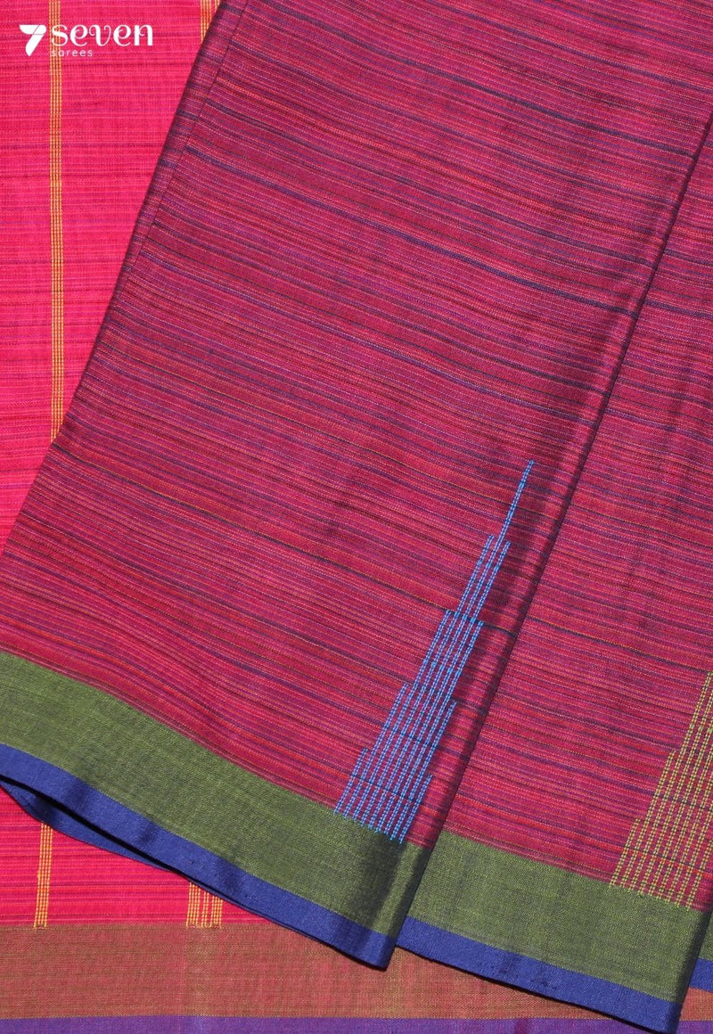 Rithaya Signature Seven Handloom Pink Bangalore Pure Cotton Saree