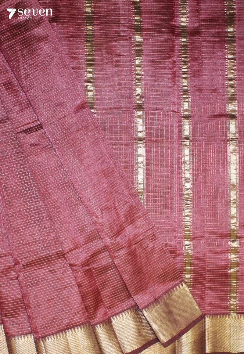 Aabhrini Mangalagiri Handloom Pink Silk Cotton Checked Saree
