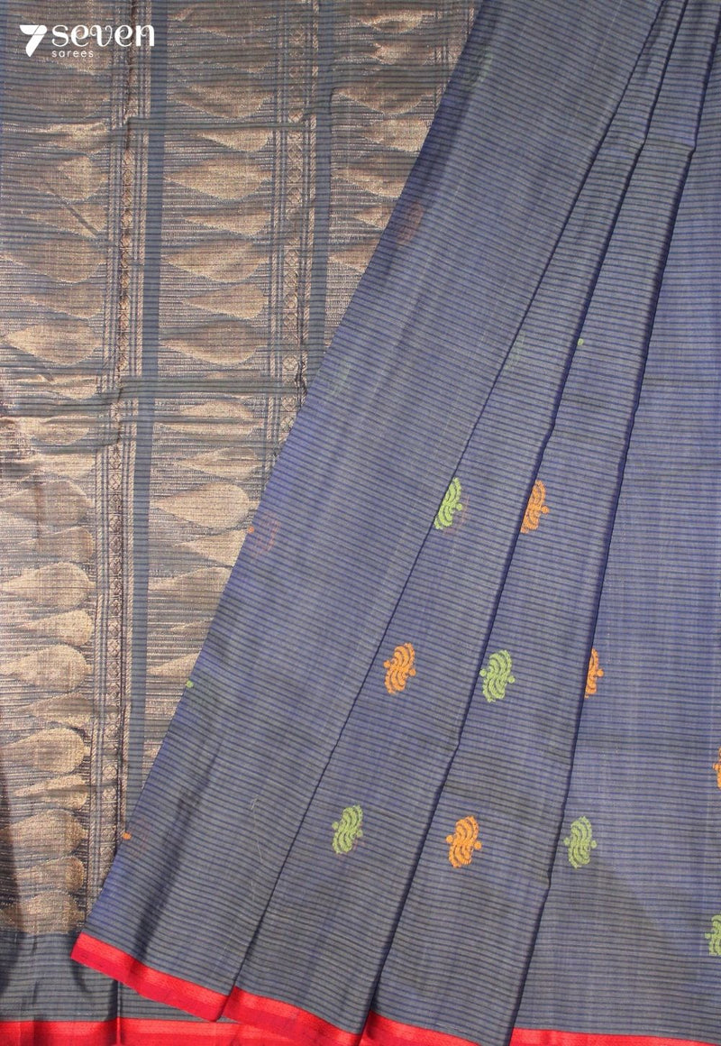 Avirya Signature Seven Handloom Blue Bangalore Pure Cotton Saree