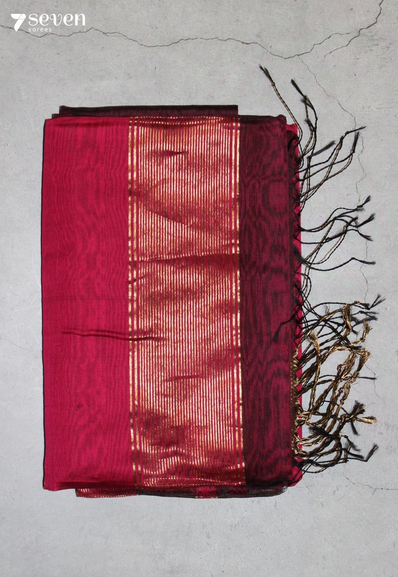Vallini Maheshwari Handloom Wine Silk Cotton Saree