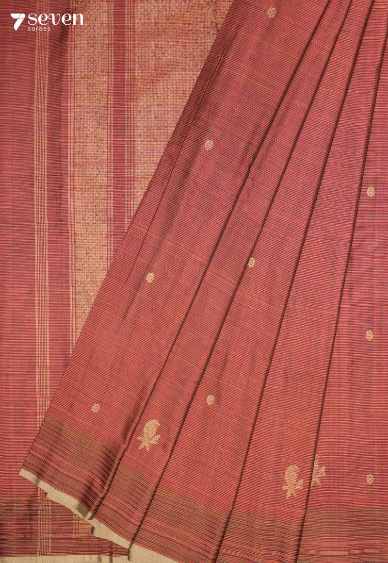 Arvotu Signature Seven Handloom Brick-Red Bangalore Pure Cotton Saree