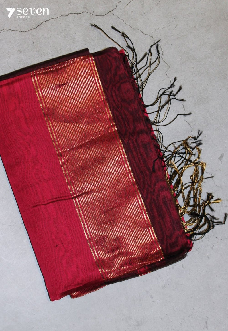 Vallini Maheshwari Handloom Wine Silk Cotton Saree