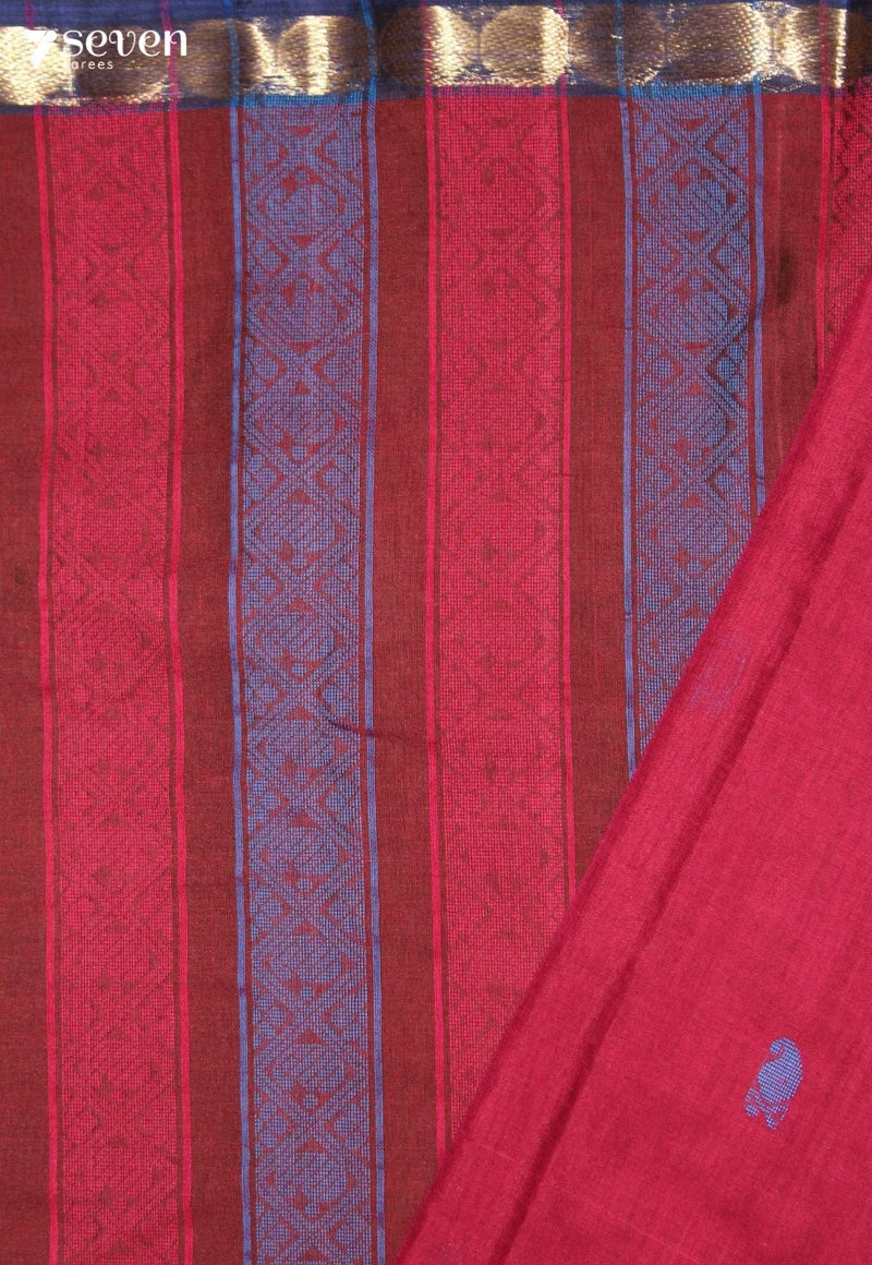 Mihvani Signature Seven Handloom Red Bangalore Pure Cotton Saree