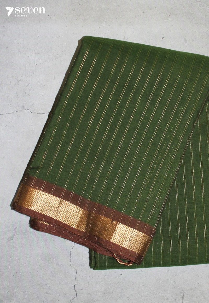 Ravimya Signature Seven Handloom Green Bangalore Pure Cotton Saree