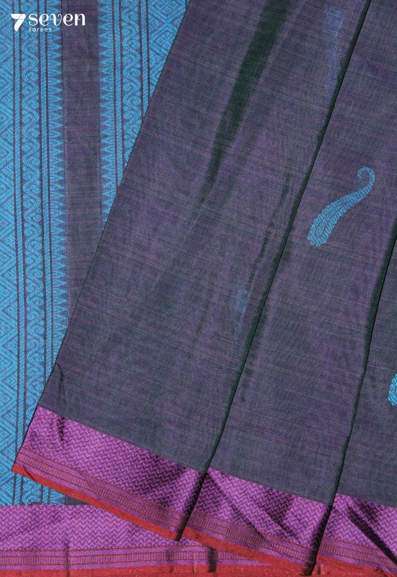 Maalvya Signature Seven Handloom Purple Bangalore Pure Cotton Saree