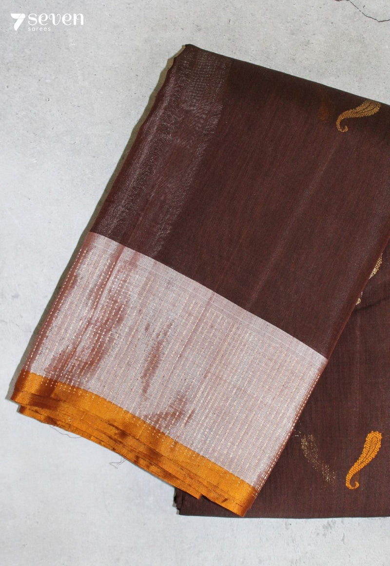 Navruma Signature Seven Handloom Brown Bangalore Pure Silk Cotton Saree