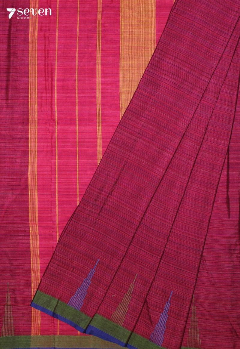 Yavani Signature Seven Handloom Pink Bangalore Pure Cotton Saree