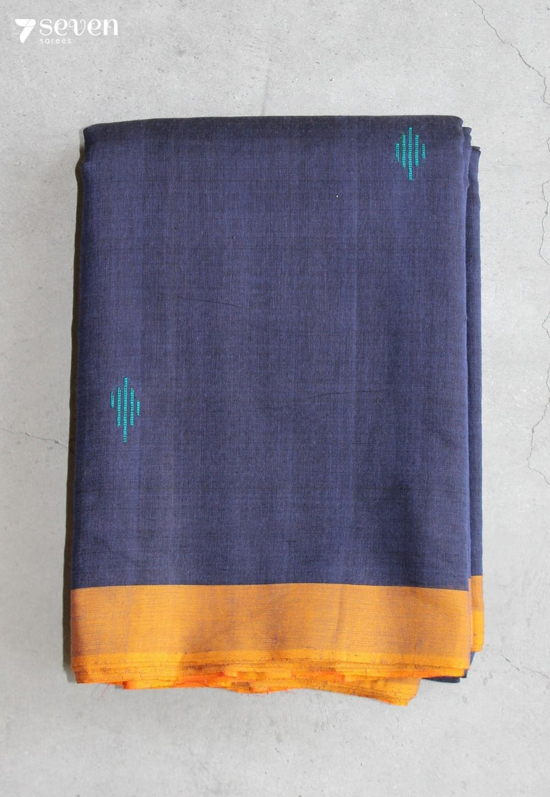 Dhenoli Signature Seven Handloom Blue Bangalore Pure Cotton Saree