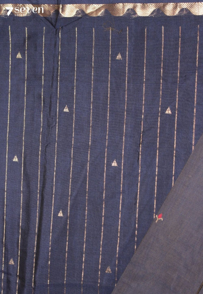 Kairika Signature Seven Handloom Blue Bangalore Pure Cotton Saree