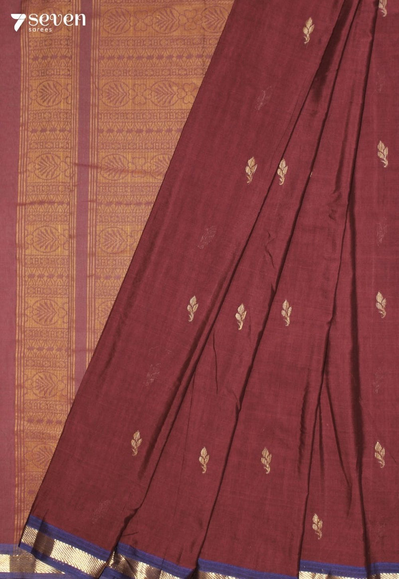 Velira Signature Seven Handloom Maroon Bangalore Pure Cotton Saree