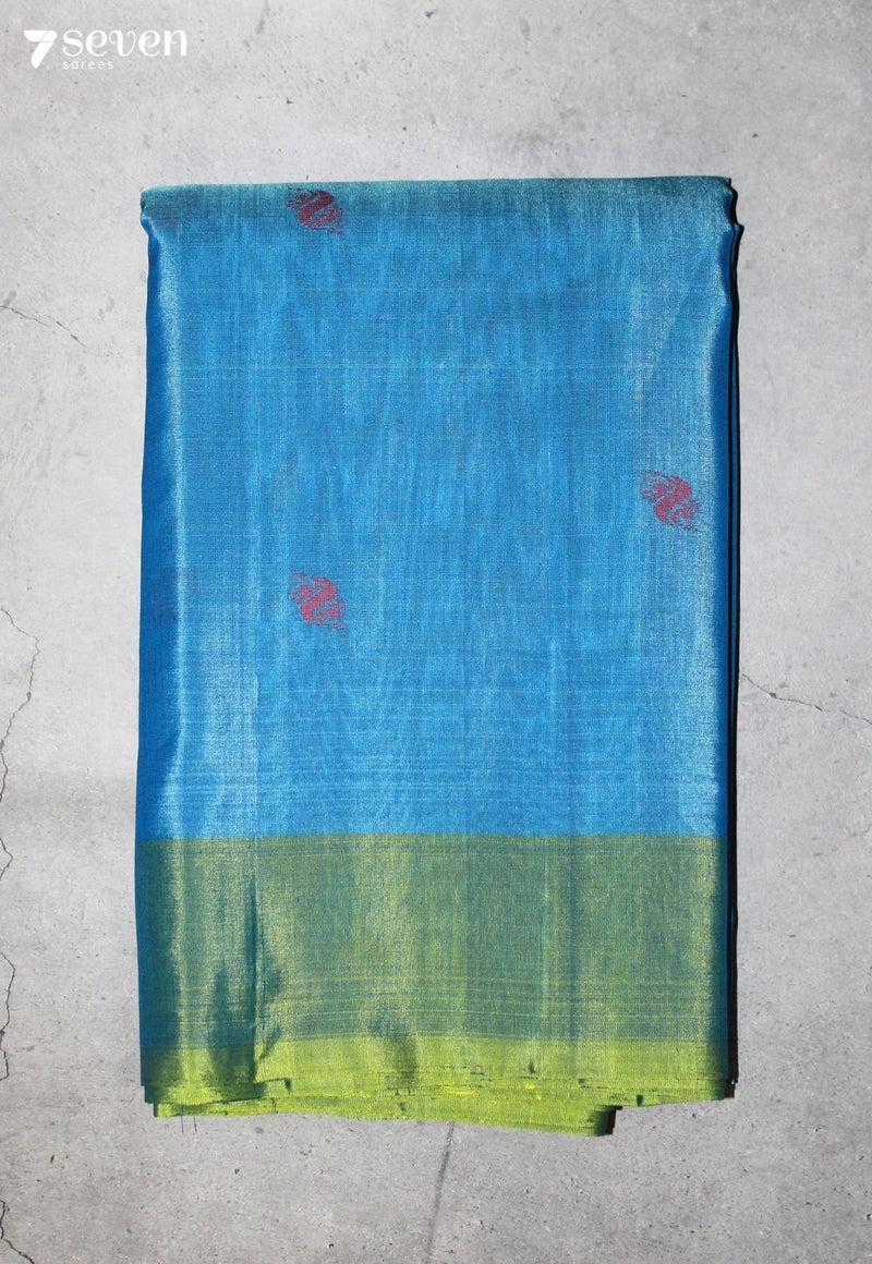Inyara Signature Seven Handloom Blue Bangalore Pure Silk Cotton Saree