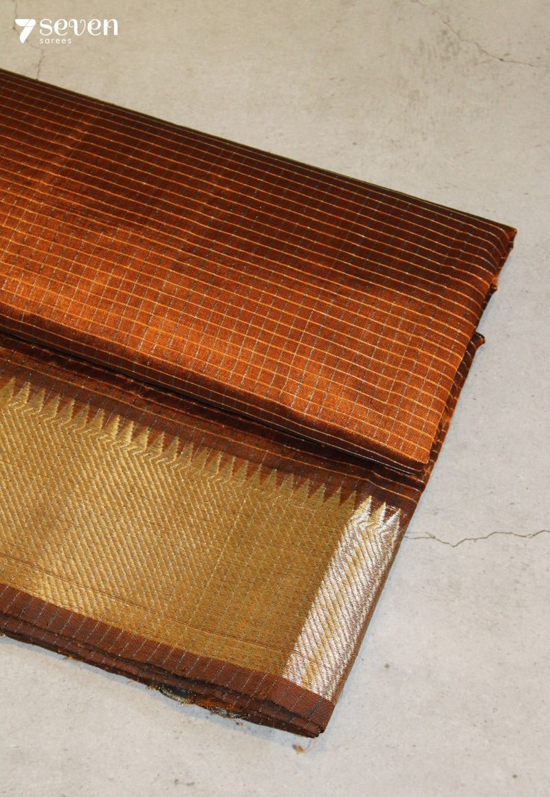 Nivyara Mangalagiri Handloom Mustard Silk Cotton Checked Saree
