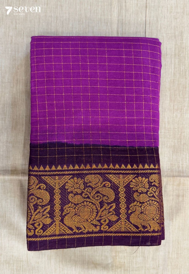 Kadambam Madurai Violet Handmade Pure Cotton Sungudi Saree
