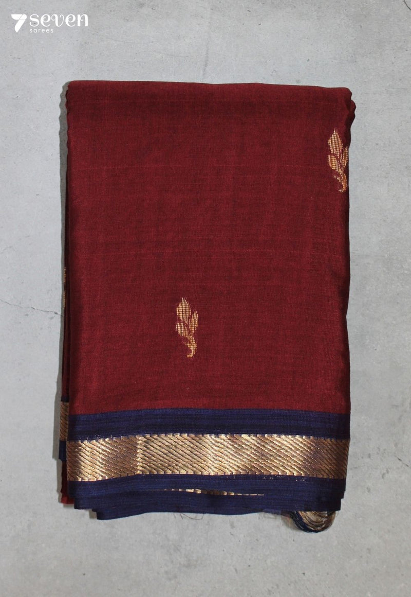 Velira Signature Seven Handloom Maroon Bangalore Pure Cotton Saree
