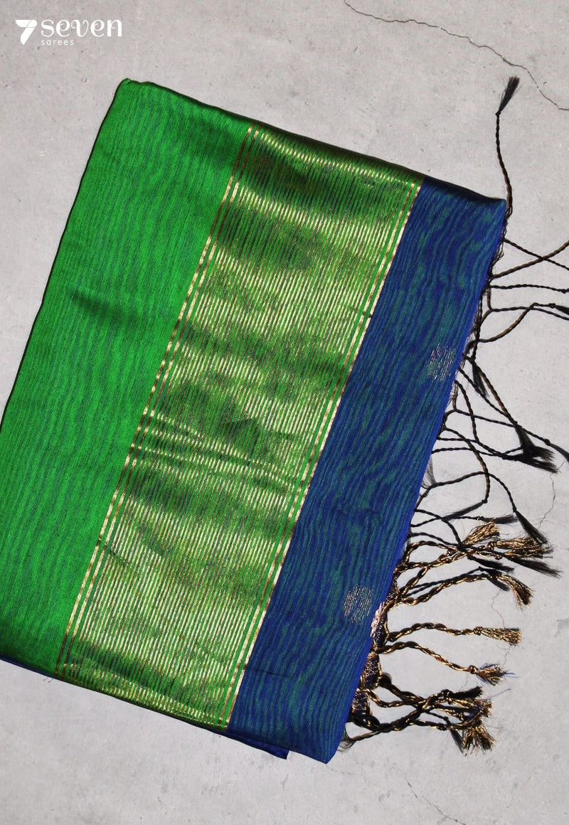 Navmika Maheshwari Handloom Blue Silk Cotton Saree