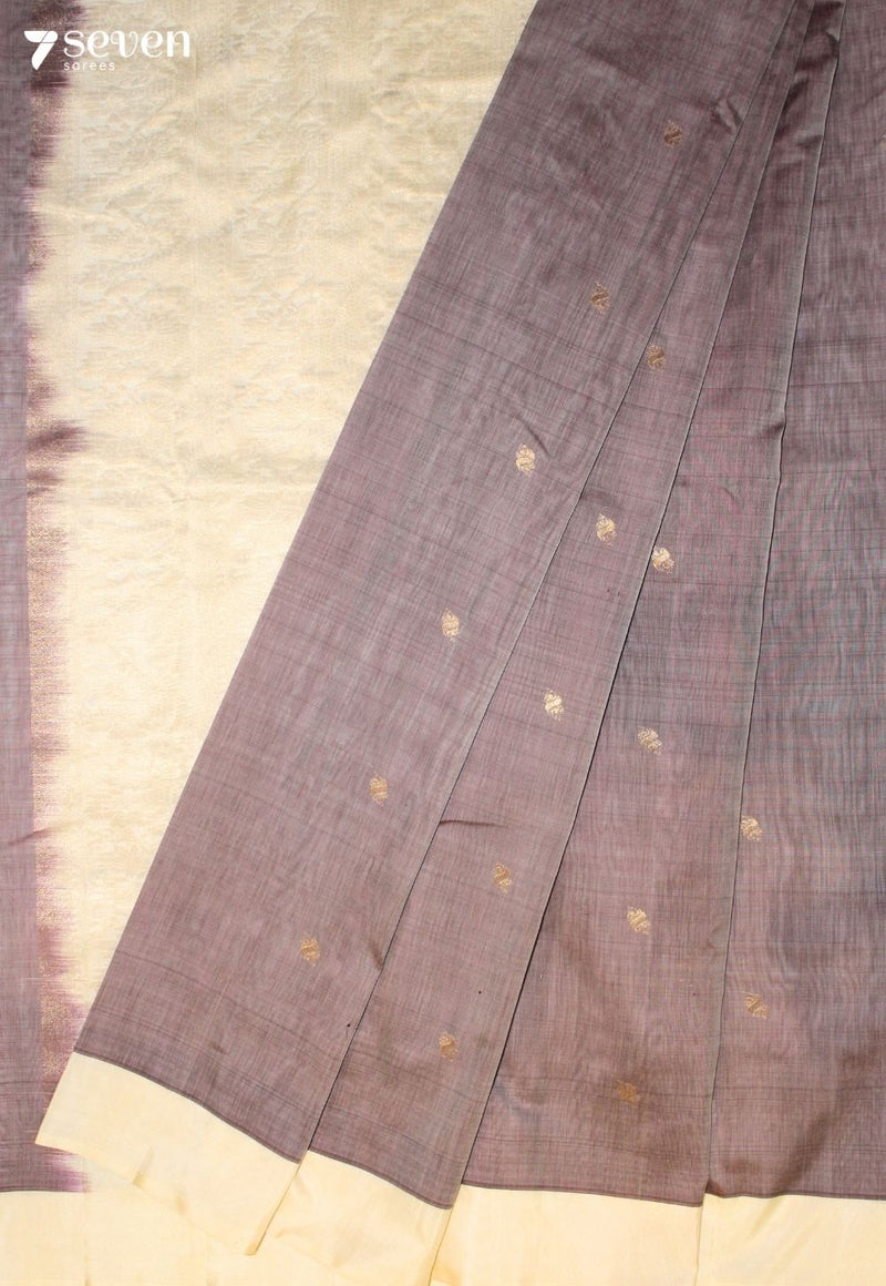 Lavanya Signature Seven Handloom Grey Bangalore Pure Silk Cotton Saree