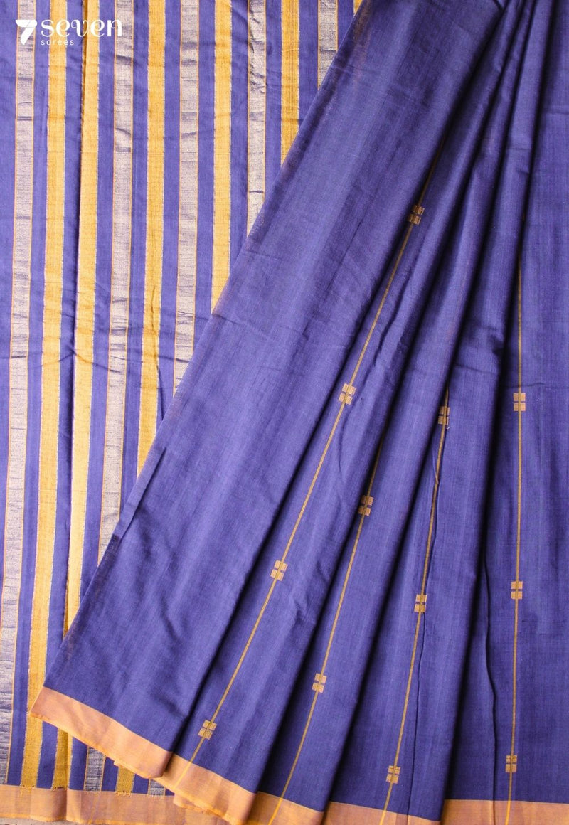 Meluva Signature Seven Handloom Blue Bangalore Pure Cotton Saree