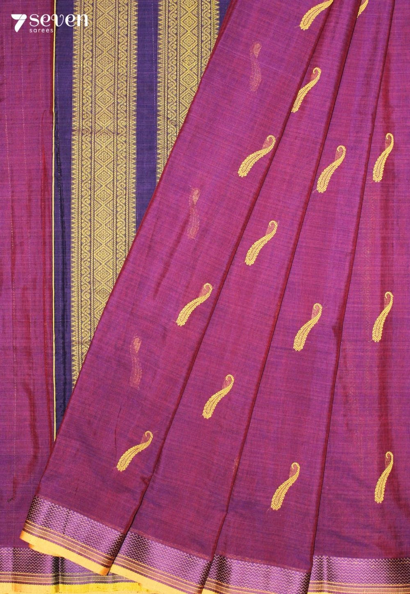 Oorvitha Signature Seven Handloom Purple Bangalore Pure Cotton Saree