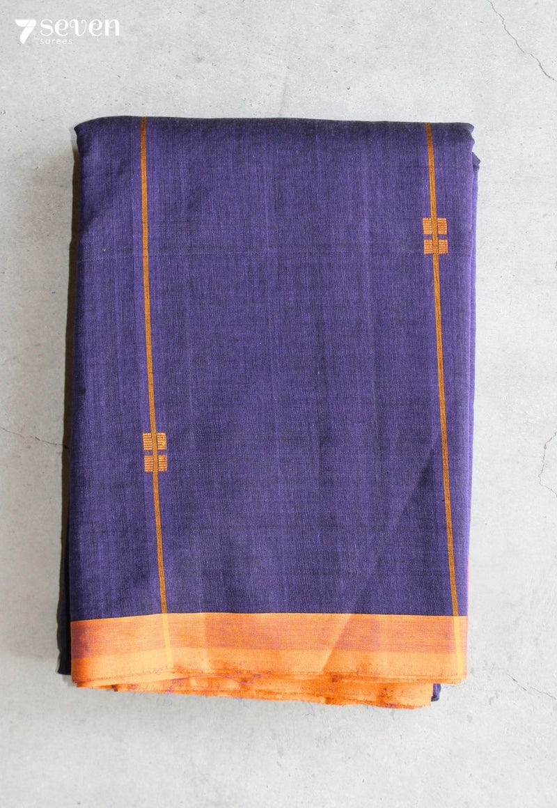 Meluva Signature Seven Handloom Blue Bangalore Pure Cotton Saree