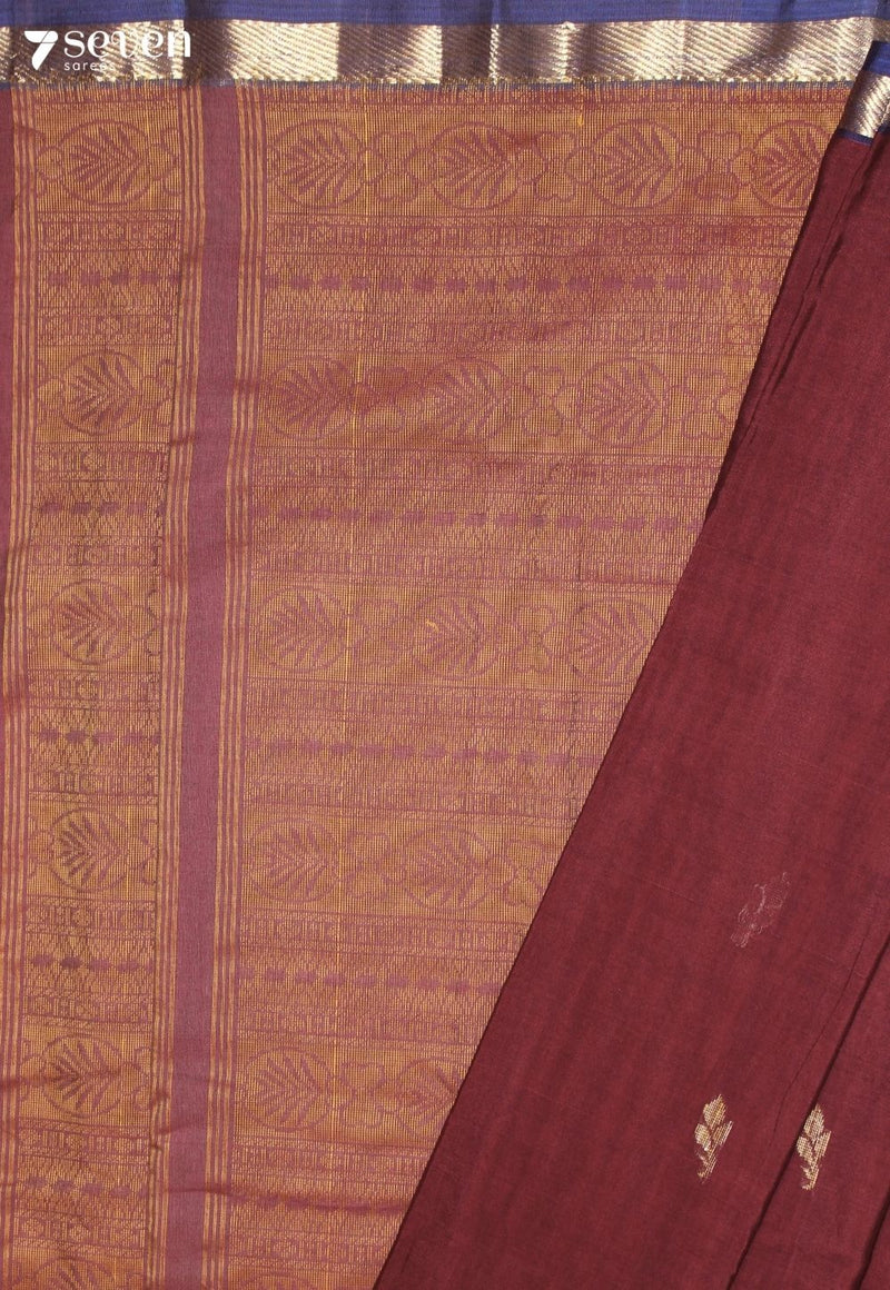 Velira Signature Seven Handloom Maroon Bangalore Pure Cotton Saree