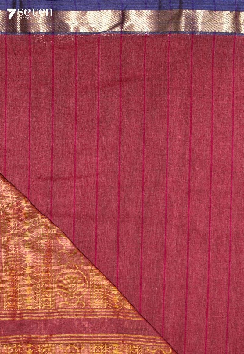 Velira Signature Seven Handloom Maroon Bangalore Pure Cotton Saree