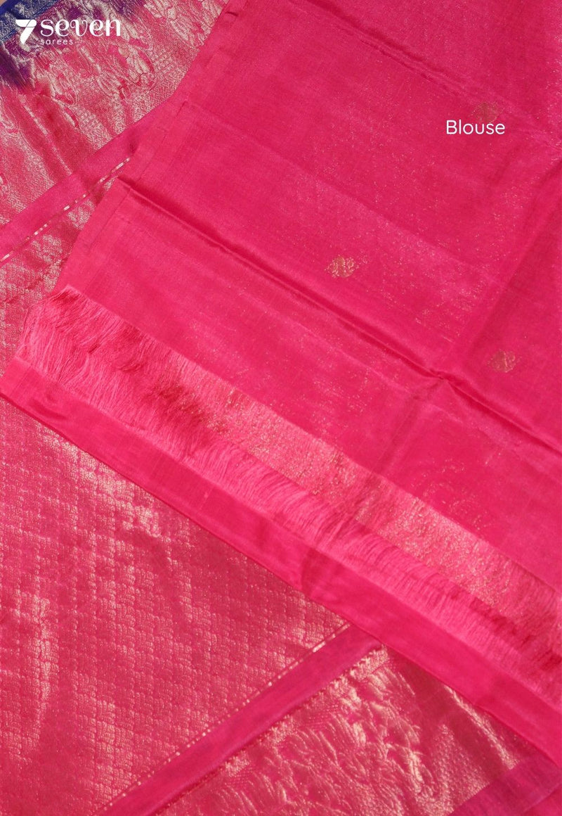 Yelvaya Signature Seven Handloom Blue Bangalore Pure Silk Cotton Saree