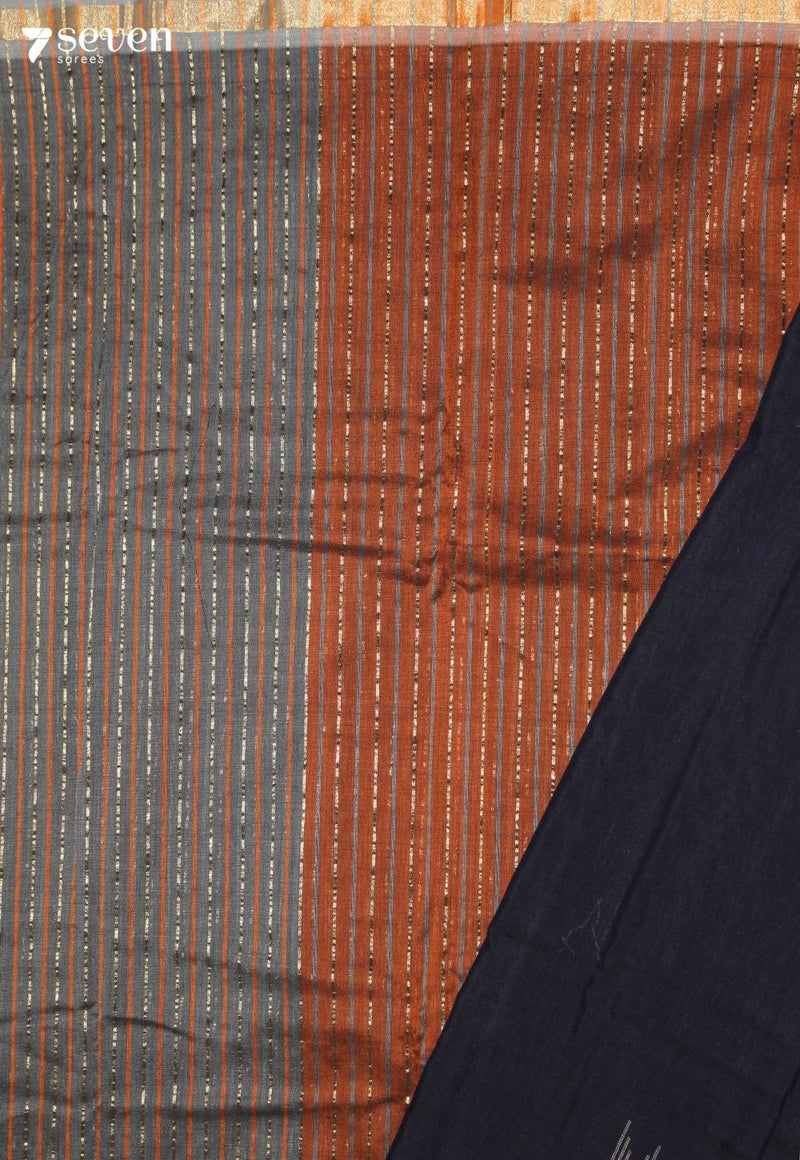 Medhavi Signature Seven Handloom Black Bangalore Pure Cotton Saree