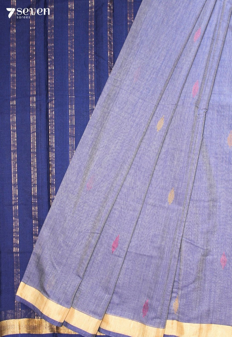 Rihara Signature Seven Handloom Blue Bangalore Pure Cotton Saree