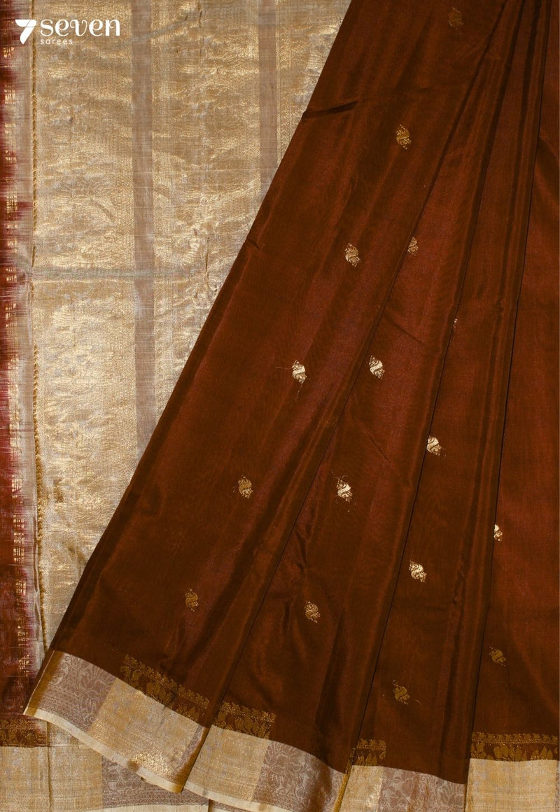 Elarvi Signature Seven Handloom Brown Bangalore Pure Silk Cotton Saree