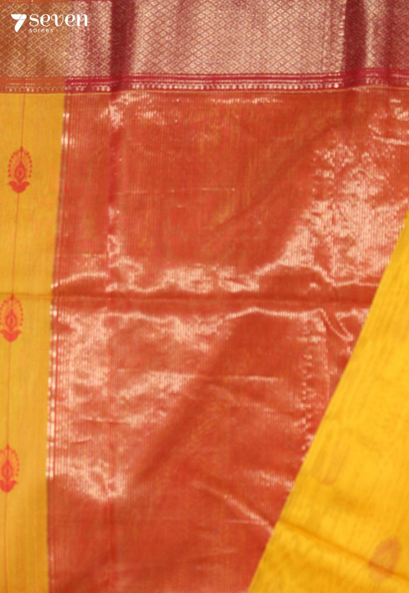 Anindita Maheshwari Handloom Yellow Silk Cotton Saree