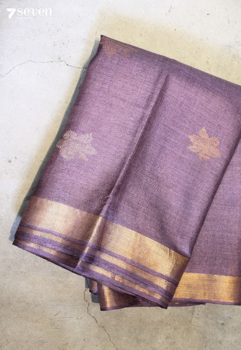 Deep Rooted Handloom Lavendar Pure Tussar Silk(Kosa) Saree| Silk Mark Certified