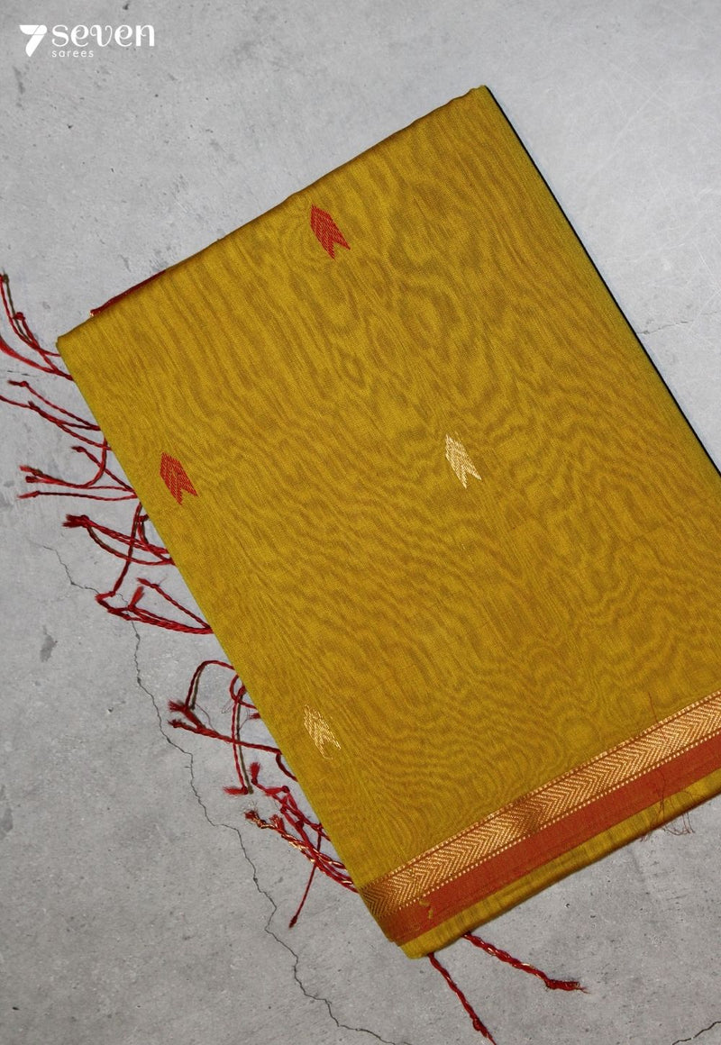 Kalrini Maheshwari Handloom Yellow Silk Cotton Saree