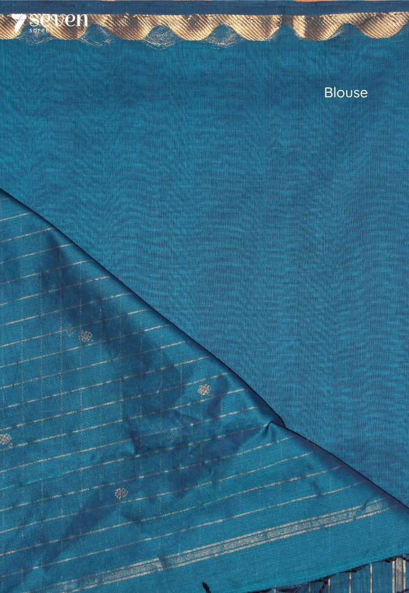 Maithraya Signature Seven Handloom Blue Bangalore Pure Cotton Saree