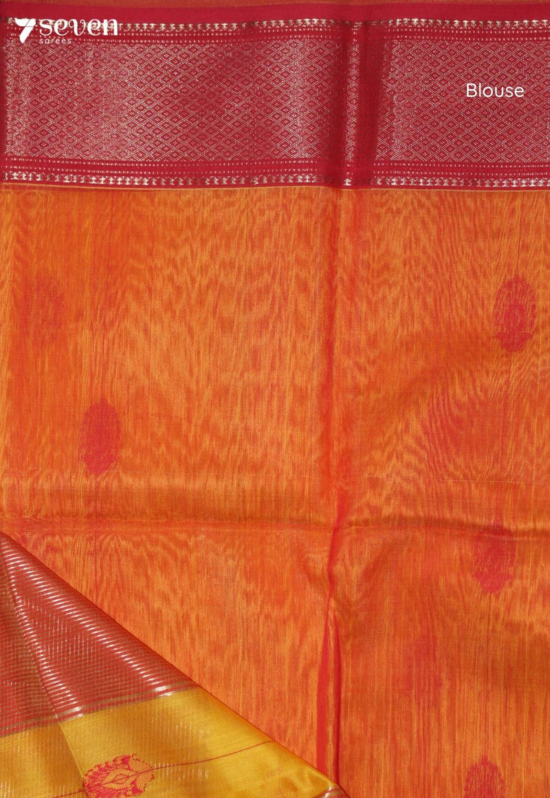 Anindita Maheshwari Handloom Yellow Silk Cotton Saree