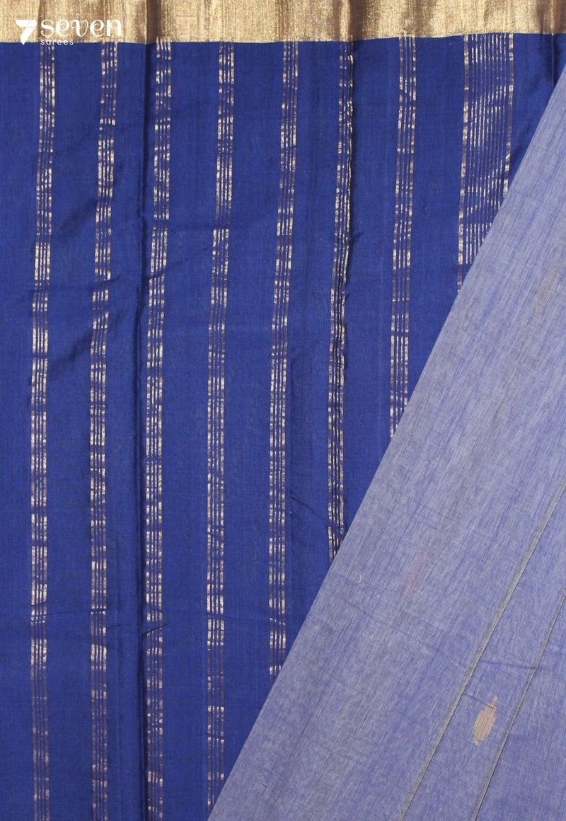 Rihara Signature Seven Handloom Blue Bangalore Pure Cotton Saree