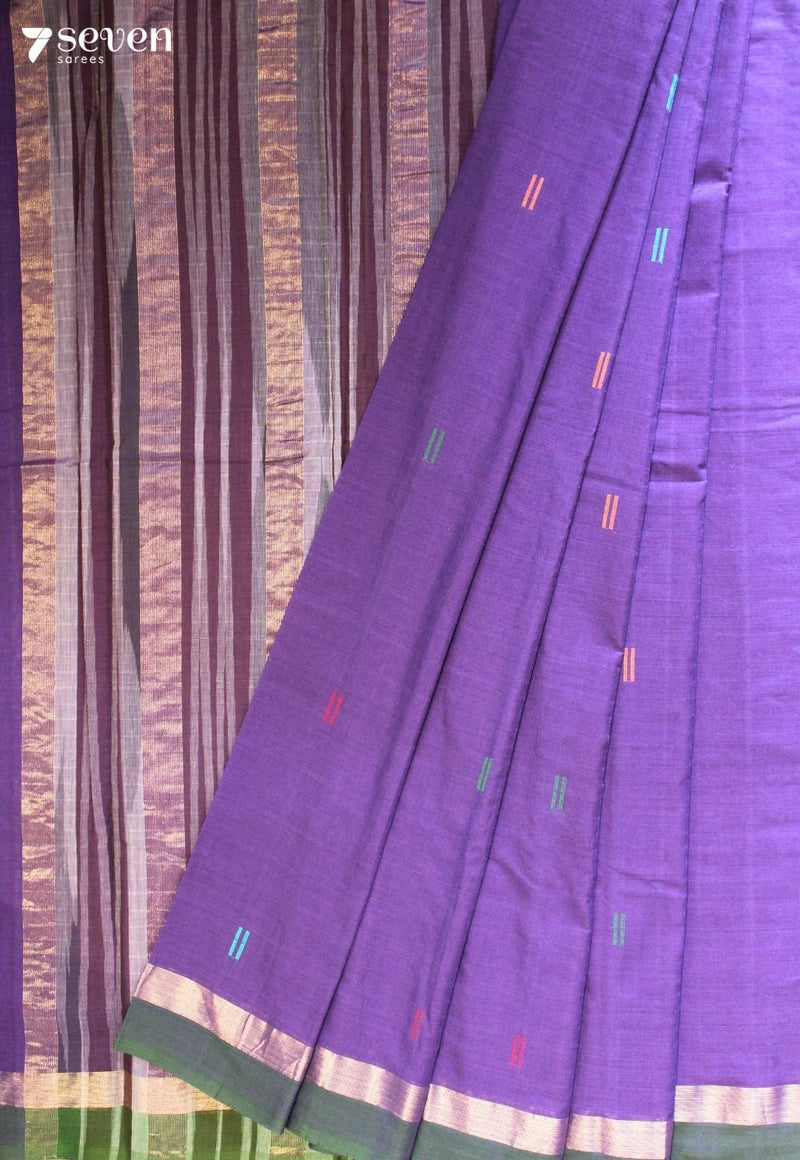 Morasha Signature Seven Handloom Purple Bangalore Pure Cotton Saree