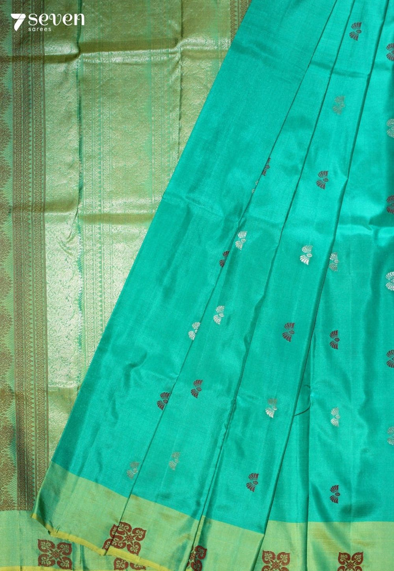 Mairavi Signature Seven Handloom Blue Bangalore Pure Silk Saree|Silk Mark Certified