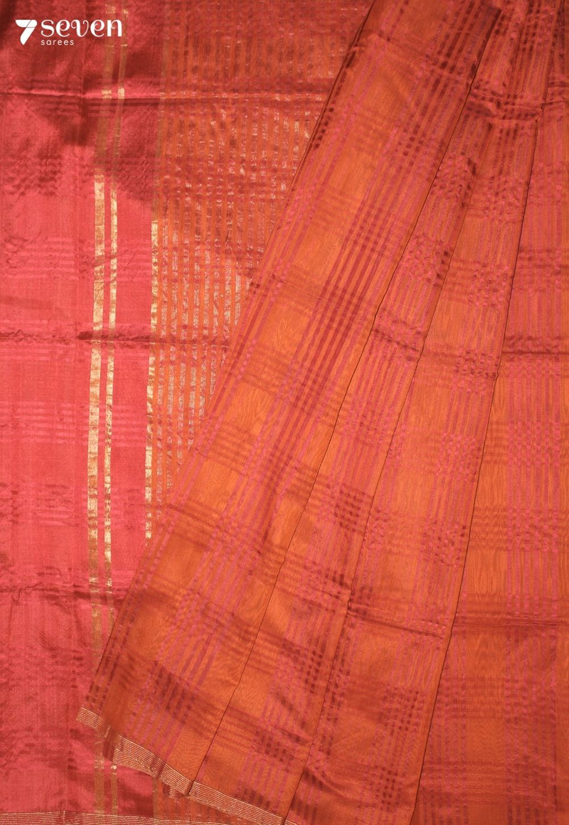 Mihara Maheshwari Handloom Red Silk Cotton Saree
