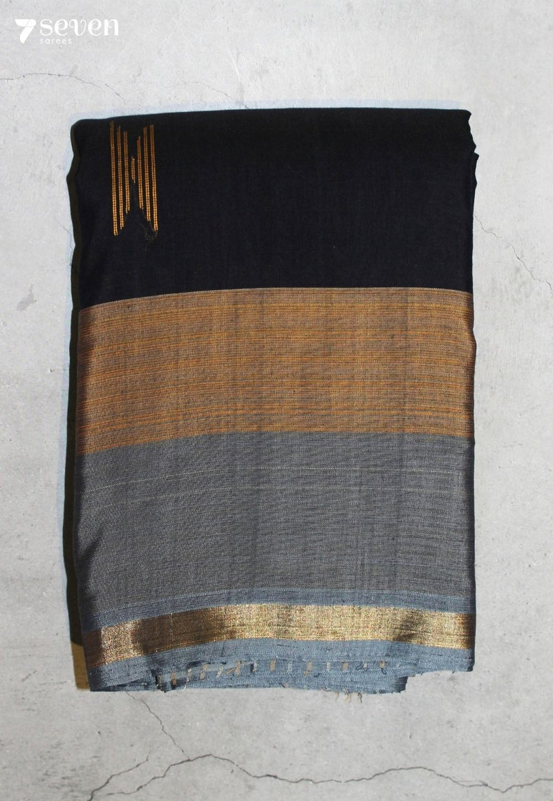 Pranika Signature Seven Handloom Black Bangalore Pure Cotton Saree