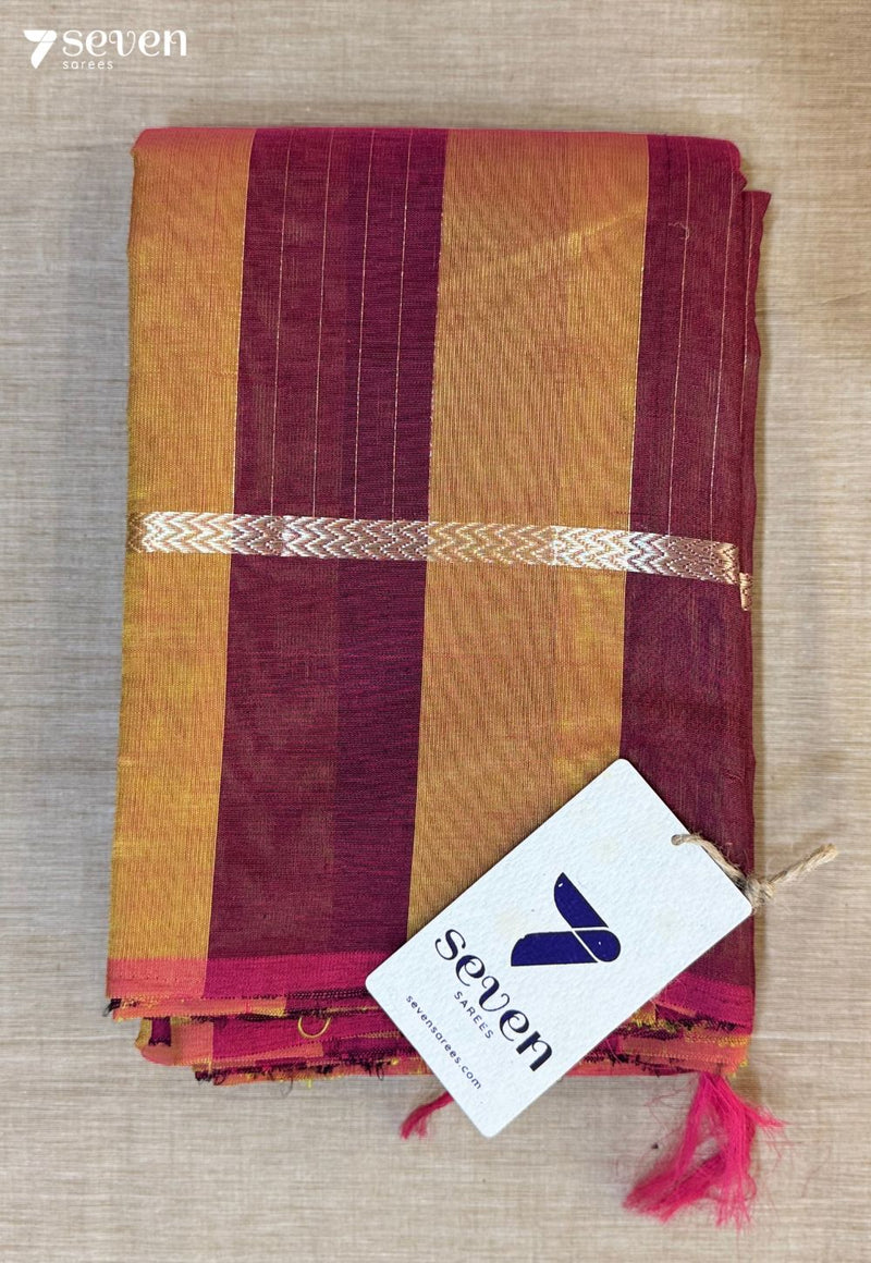 Chikoo Dawn Signature Seven Handloom Golden Bangalore Vegan Silk Saree