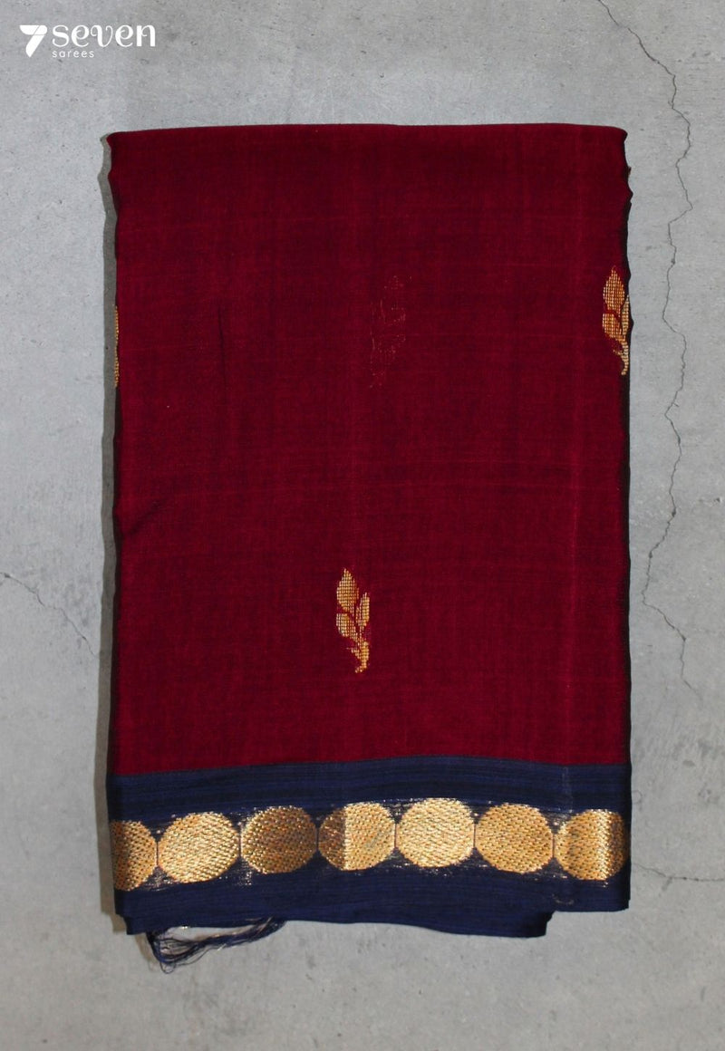 Ojasya Signature Seven Handloom Maroon Bangalore Pure Cotton Saree