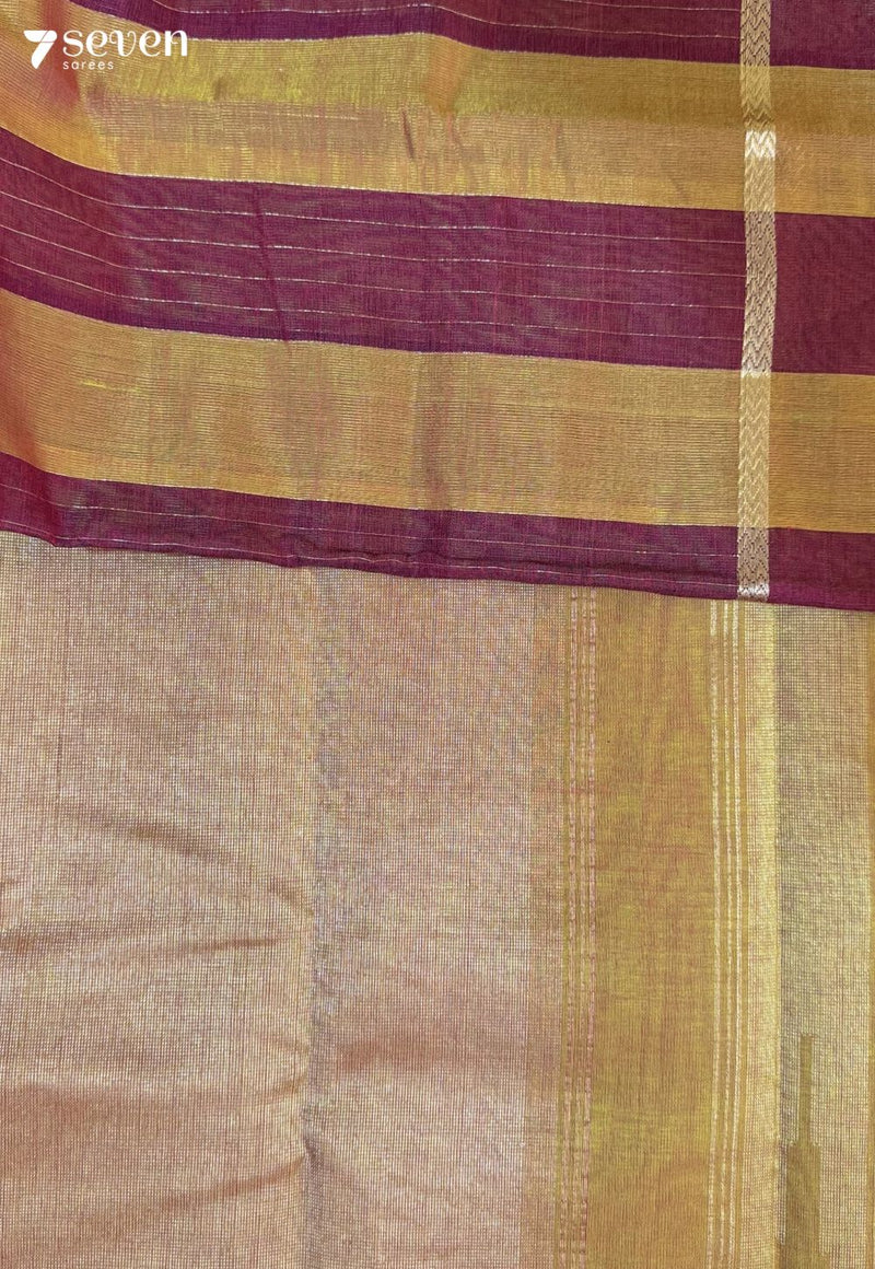 Chikoo Dawn Signature Seven Handloom Golden Bangalore Vegan Silk Saree