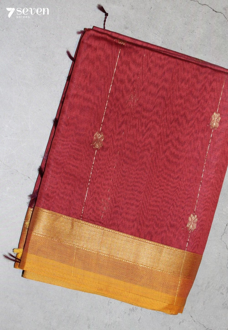 Mairusha Maheshwari Handloom Red Silk Cotton Saree