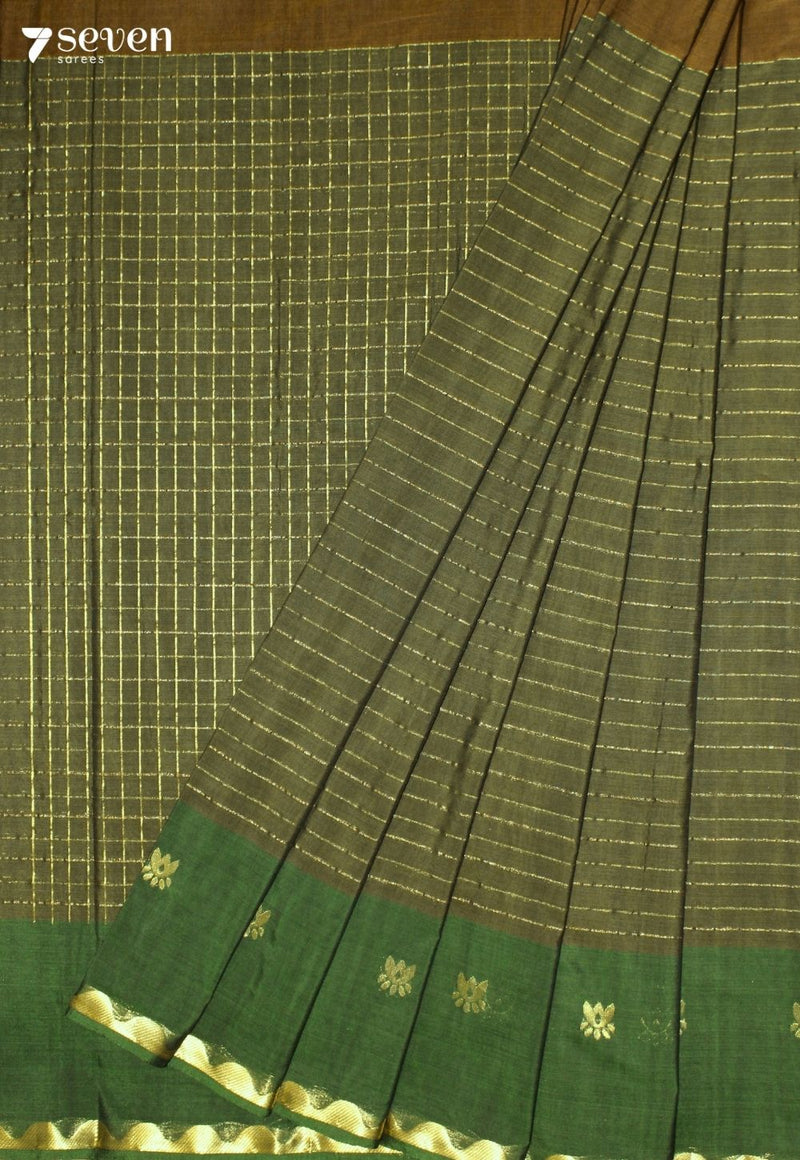 Tuhara Signature Seven Handloom Green Bangalore Pure Cotton Saree