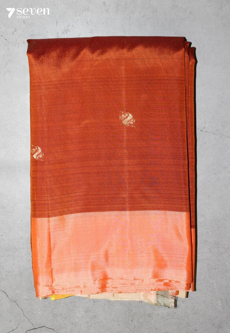 Bhanusha Signature Seven Handloom Rust Orange Bangalore Pure Silk Saree|Silk Mark Certified
